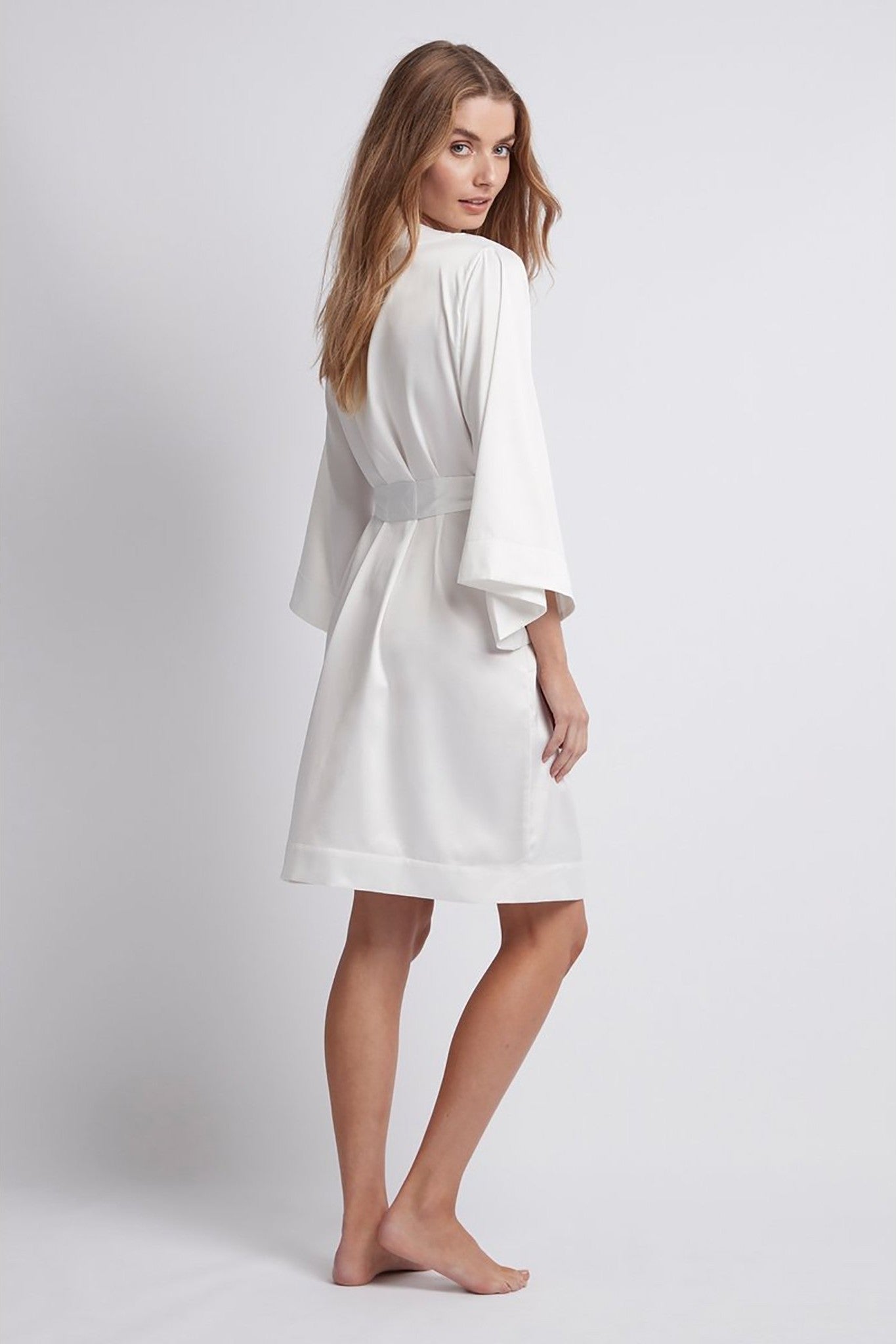 Mirelle Short Satin Kimono Robe - Image 3
