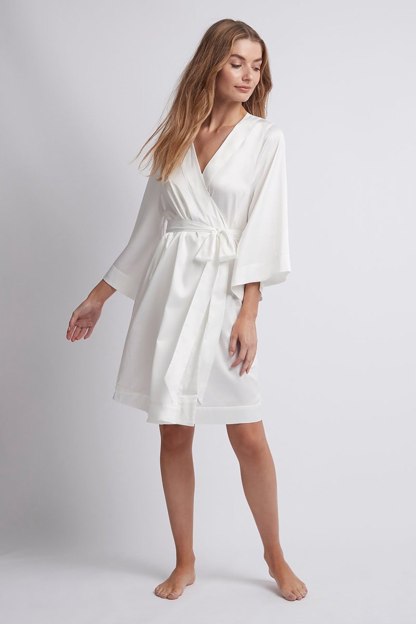 Mirelle Short Satin Kimono Robe - Image 2