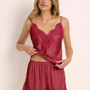 Noelle Lace Cami & Shorts Set — Burgundy