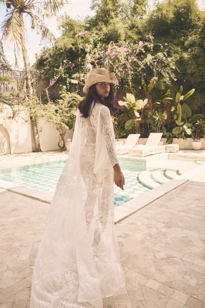 Marielle Paisley Lace Maxi Robe — Ivory