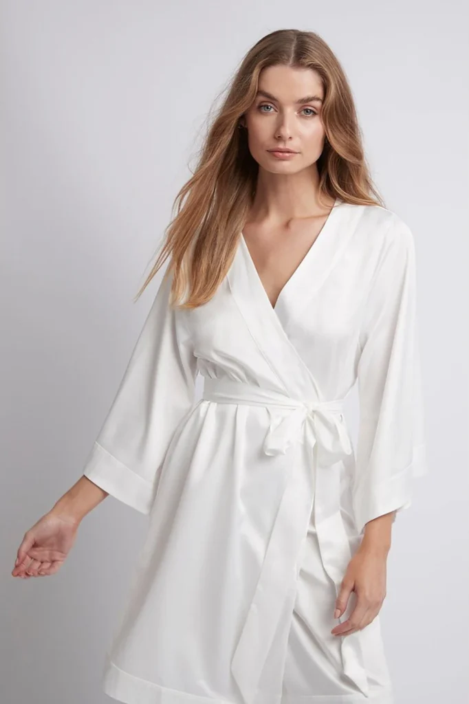 Mirelle Short Satin Kimono Robe