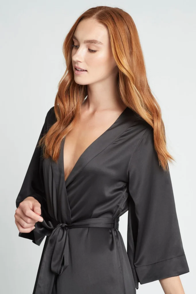 Mirelle Long Satin Kimono Robe