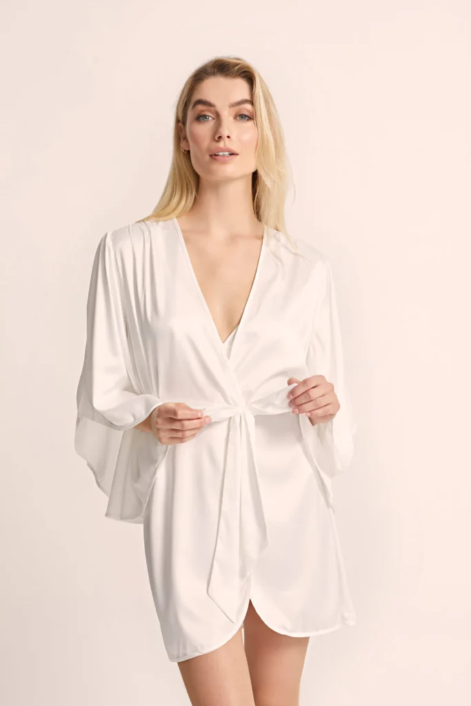 Satin Wing Sleeve Wrap Robe